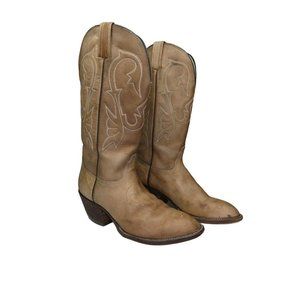 Vintage Hondo Boots Women's Size 9C Tall Leather Tan Embroidered Western Boho